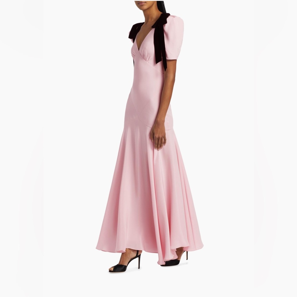 Rodarte Bow Silk Crepe Maxi Dress